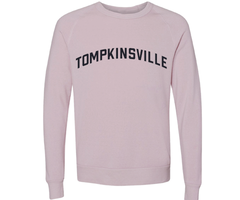 Tompkinsville Staten Island Crew Neck Pullover Sweatshirt in Dusty Rose