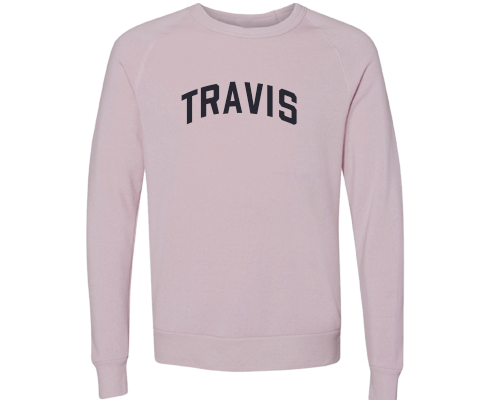 Travis Staten Island Crew Neck Pullover Sweatshirt in Dusty Rose