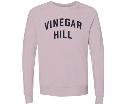 Vinegar Hill Brooklyn Crew Neck Pullover Sweatshirt in Dusty Rose