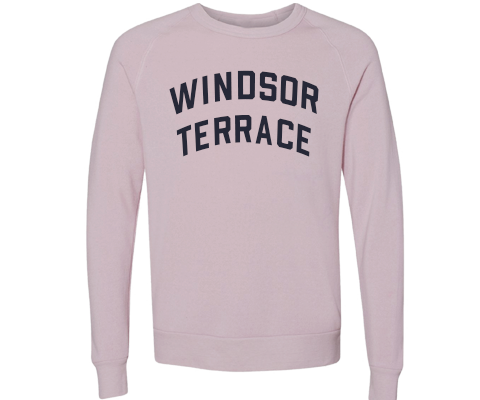 Windsor Terrace Brooklyn Crew Neck Pullover Sweatshirt in Dusty Rose