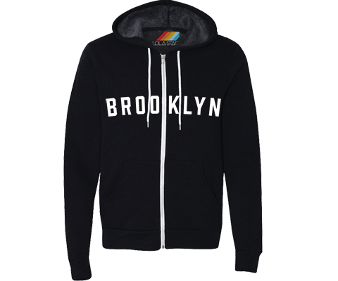 Brooklyn Black Zip Up Sweatshirt