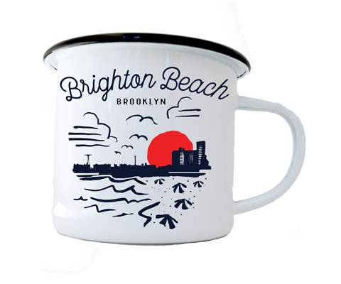 Brighton Beach Brooklyn Sketch Camp Mug