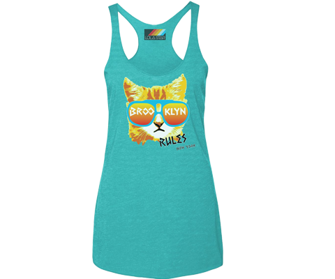 Brooklyn tank top for ladies, fun cat design, handmade gifts for her made in Brooklyn NY 