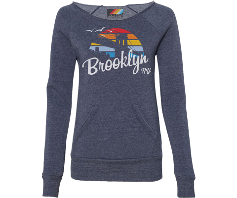 Brooklyn sweatshirt for ladies, fun retro design, handmade gifts for her made in Brooklyn NY 