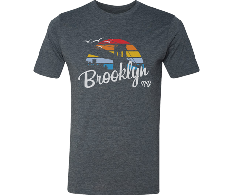 Brooklyn Tee shirt for adults, retro surfer with rainbow design,Handmade gifts for her made in Brooklyn NY