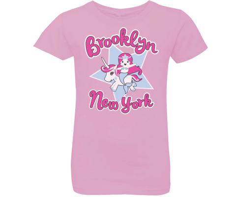 Brooklyn t-shirts for girls, adorable unicorn and mermaid design on a pink T-shirt, handmade gifts for kids made in Brooklyn NY