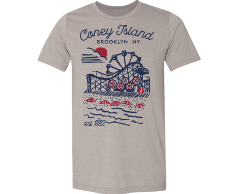 Load image into Gallery viewer, Coney Island Sketch Tee Shirt on Heather Stone
