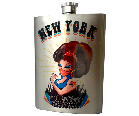Burlesque flask, fun flirty burlesque design with a modern Twist on a handmade flask, handmade gifts for everyone made in Brooklyn NY