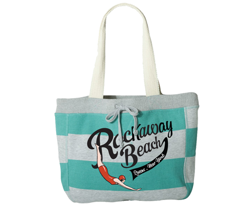 Rockaway Swimmer Aqua & Gray Stripe Beach Bag