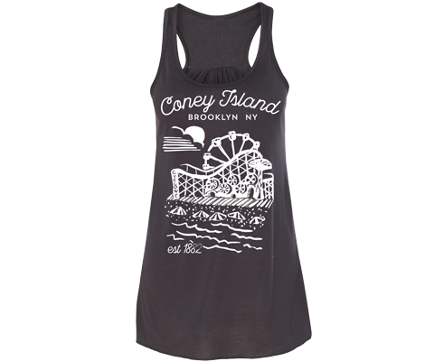 Retro coney island ladies tank top, handmade gifts for her made in Brooklyn NY 