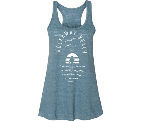 Rockaway beach tank top for ladies, classic mermaid deisgn ,Handmade gifts for her made in Brooklyn NY