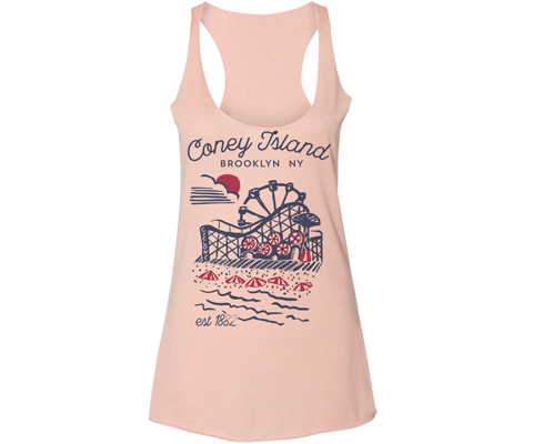 Retro style coney island tank top, classic vintage style design,Handmade gifts for her made in Brooklyn NY 