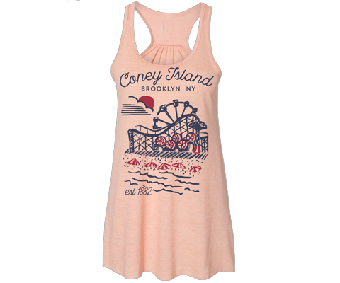 Retro coney island style tank top for ladies,vintage style,handmade gifts for her made in Brooklyn NY e
