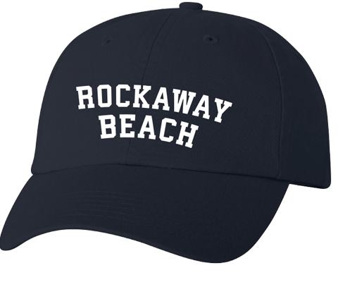 Rockaway Beach hat, Rockaway Beach prints on a classic baseball cap in a variety of colors, hand-printed, handmade gifts for everyone made in Brooklyn NY