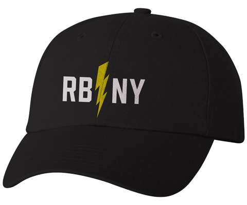 Rockaway Beach hat, Rockaway bolts New York design on a black classic baseball cap, hand-printed, handmade gifts for everyone made in Brooklyn NY
