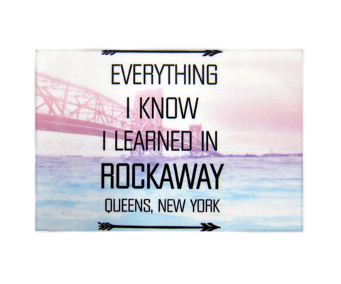  Rockaway Beach magnet, hand-printed Rockaway bridge design on a handmade magnet, handmade gifts for everyone made in Brooklyn NY