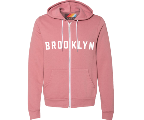 Brooklyn Mauve Zip Up Sweatshirt New York is My Happy Place