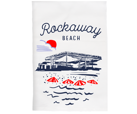 Rockaway Beach Sketch Kitchen Tea Towel