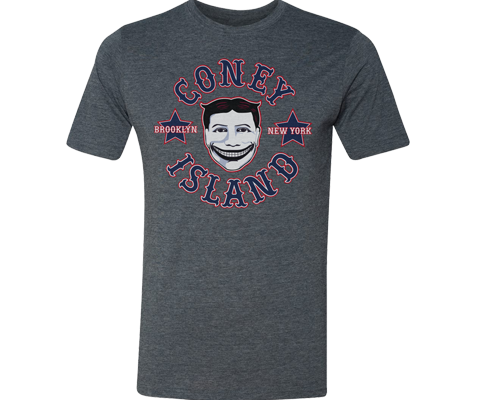 Coney Island t-shirt for adults vintage Steeplechase funny face on a blue t-shirt,Handmade gifts for everyone made in Brooklyn NY 