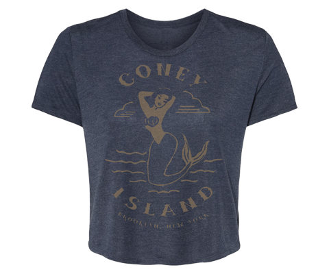 Vintage Mermaid Coney Island Cropped Tee Shirt