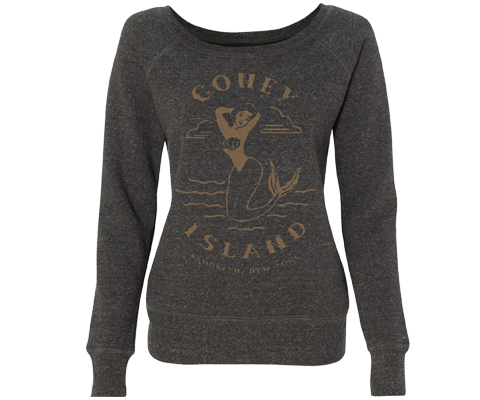Vintage Mermaid Coney Island Scoop Neck Sweatshirt