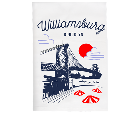 Williamsburg Brooklyn Sketch Kitchen Tea Towel